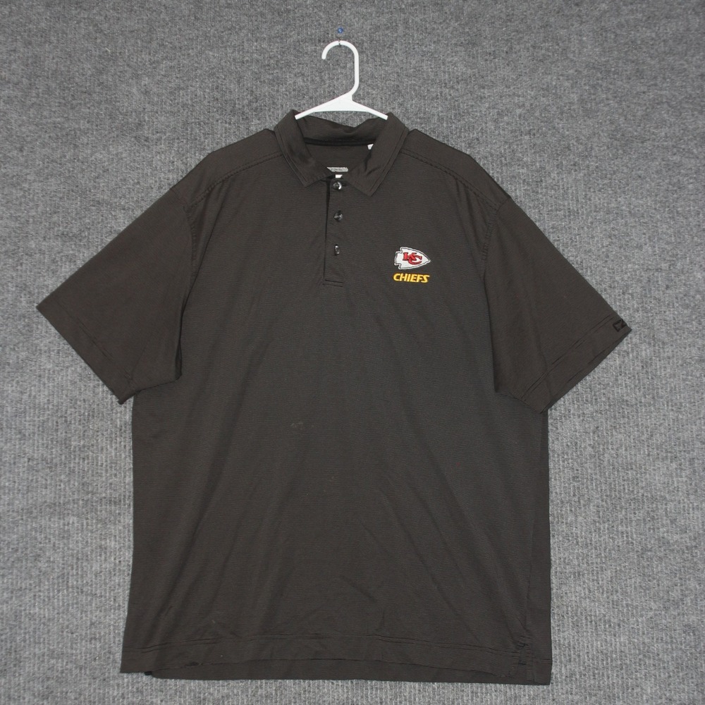 Kansas‎ City Chiefs Mens Polo Shirt XXL Black DryTec Golf Embroidered Logo
